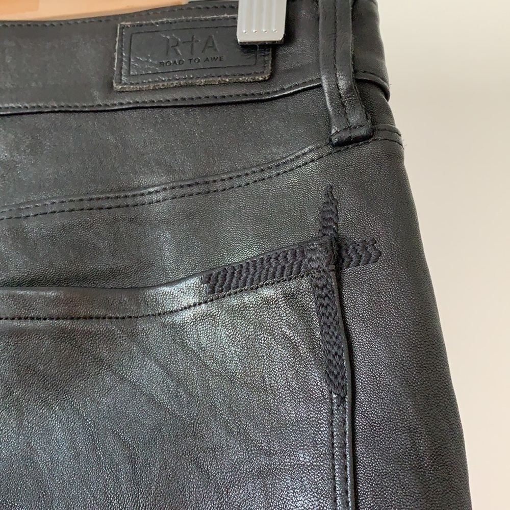 RtA Lambskin Leather Black Destroyed Knee Pants 27 - Picture 10 of 15